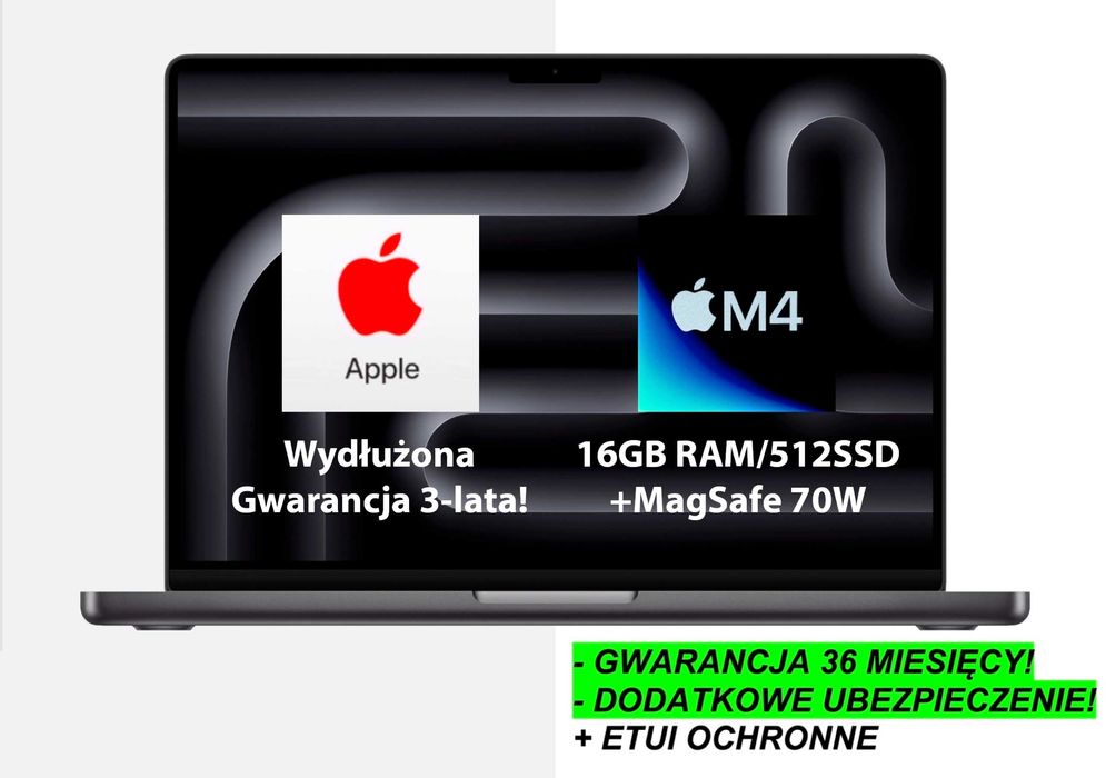 NOWY Apple MacBook Pro 14 M4 16GB RAM 512GB Space Black PL | AI | DODATKI | RATY 0% | GW-3LATA! FV23%
