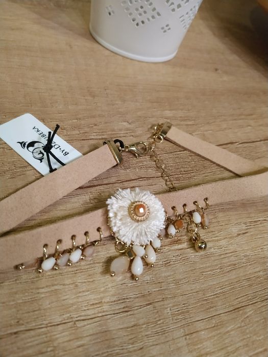 Nowy naszyjnik Boho beżowy byDziubeka