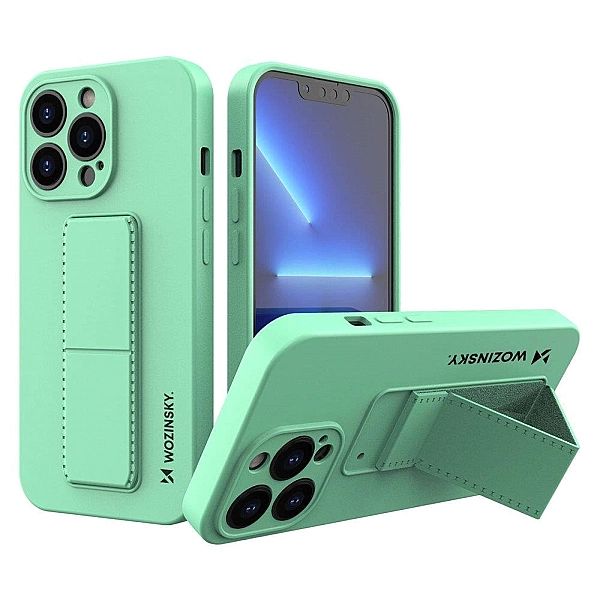 Wozinsky Kickstand Case silikonowe etui z podstawką iPhone 13 Pro mięt