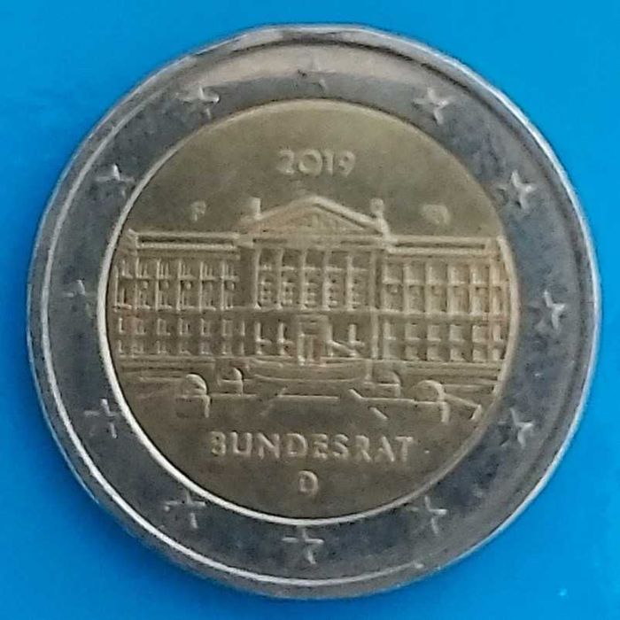 2 Euros 2019 D,  da Alemanha, 70º Aniversário de Bundesrat
