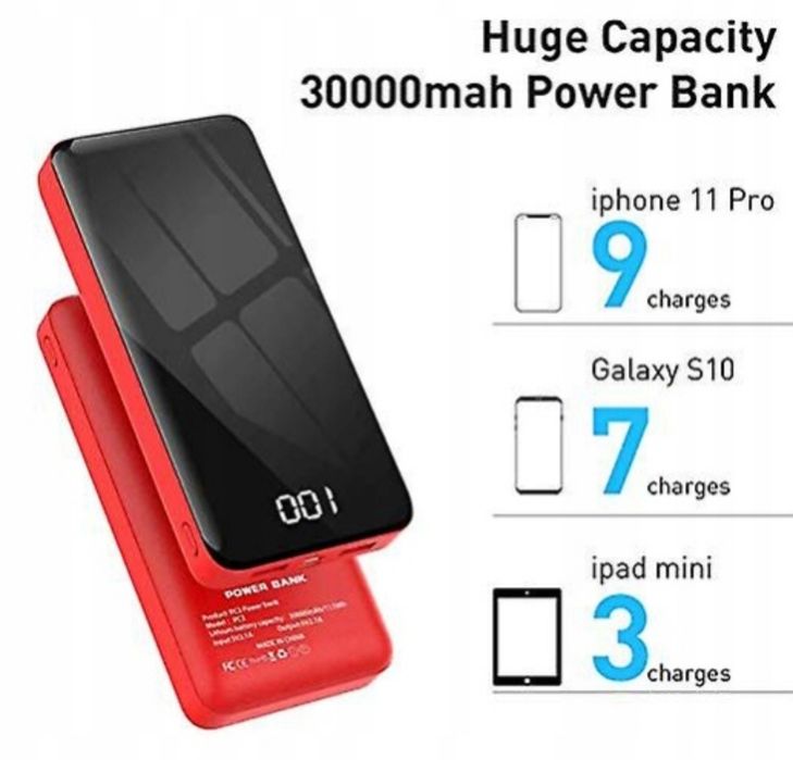 Powerbank Bextoo 30000 mAh czerwony