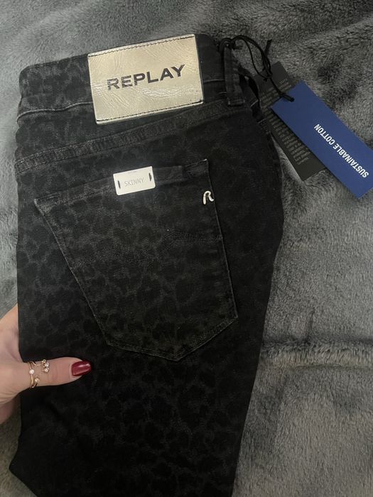 Натуральні джинси лео принт replay new luz cotton