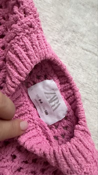 Zara piękny  ażurowy modny  różowy sweter 130 8/9l