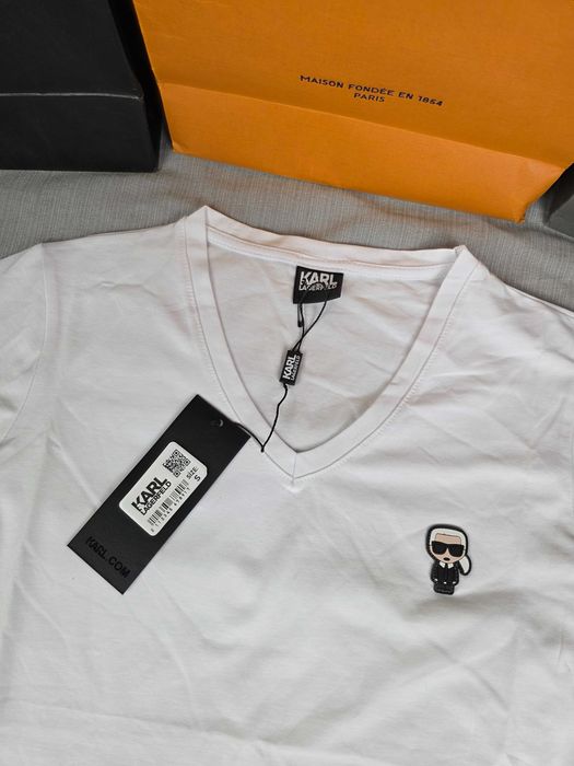 Koszulka damska tshirt Karl Lagerfeld kolory krótki rękaw premium S-XXL serek