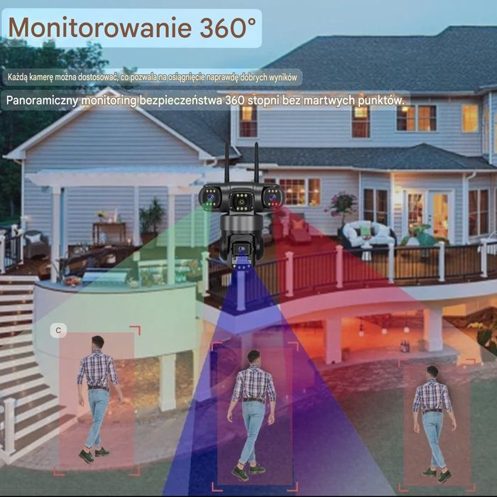 Kamera z 3 obiektywami 15MP IP66 Obrotowa na kartę SIM 4G