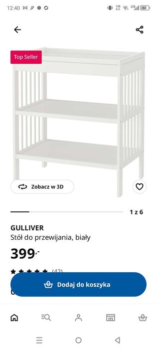 Stół do przewijania, NOWY, Ikea gulliver