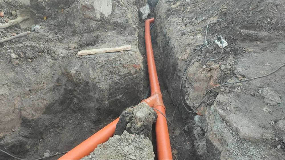 Прокладка канализации, Прокол под дорогой, Водопровод, Врезка в трубу ...