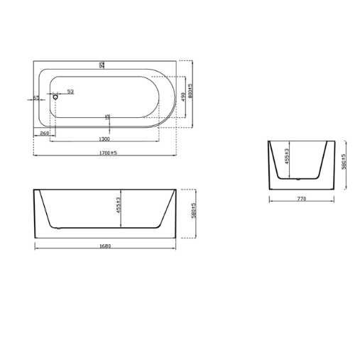 BRAIDER Wanna wolnostojąca narożna Restia NEO LEWA 170 cm. Z baterią