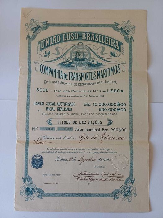 LOTE DE AÇÕES E LETRAS DE CÂMBIO ANTIGAS (1880–1960) — 15 documentos