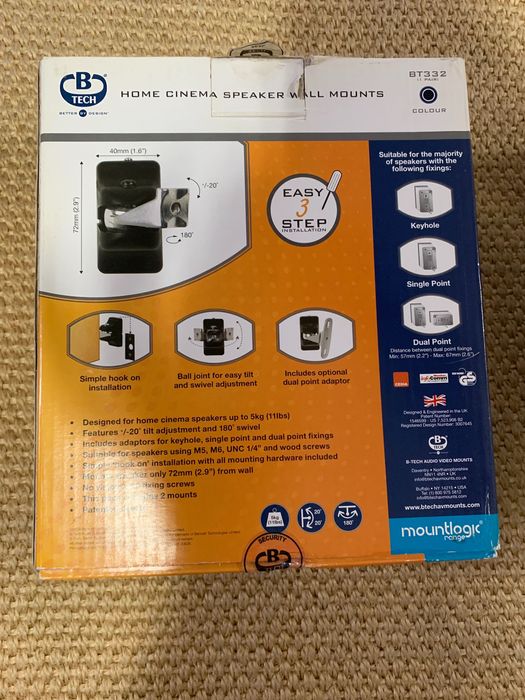 B-Tech BT332 Satellite Column Mounts, Ideal for Small Speakers64739895834498122