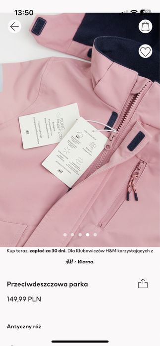 NOWA parka przeciwdeszczowa dziewczeca H&M