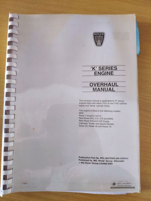 Manual tecnico MG Rover