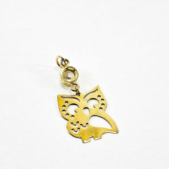 Nienoszona Złota Zawieszka Sowa Cyrkonia 585 0,8G 2,8CM