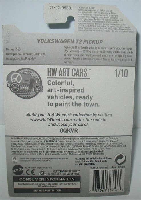 Hot Wheels - Volkswagen Kombi T2 Pickup (cartela longa - 2017)