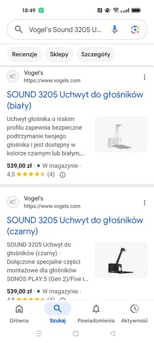 Uchwyt, uniwersalny do głośników Vogels SOUND 3205 White