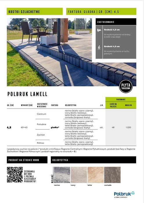 Płyta 40x60 lamell 4.5cm POLBRUK nerino ivory stalowy latte