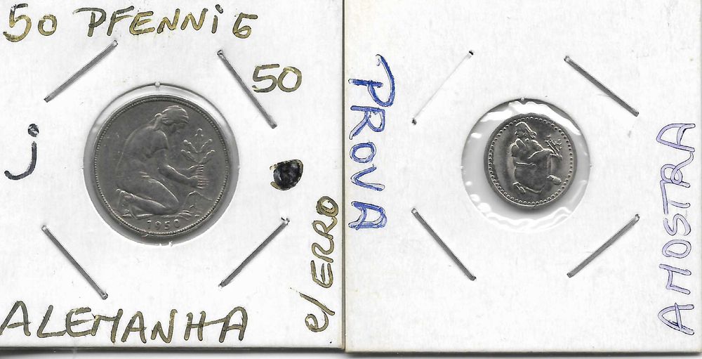 Alemanha Leste - 50 Pfennig Moeda de prova e moeda normal