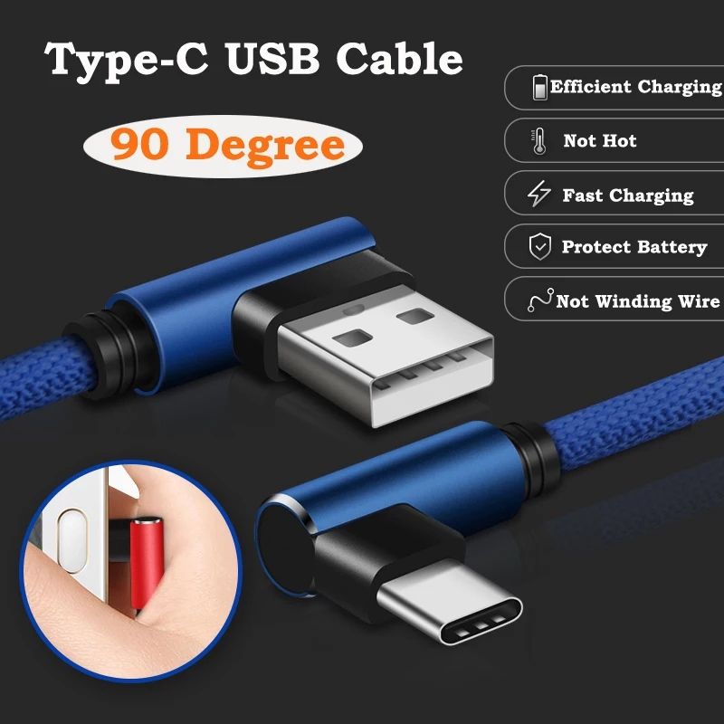 25 см короткий угловой кабель Type-C тип-с тайп-си типа це с павербанк ...