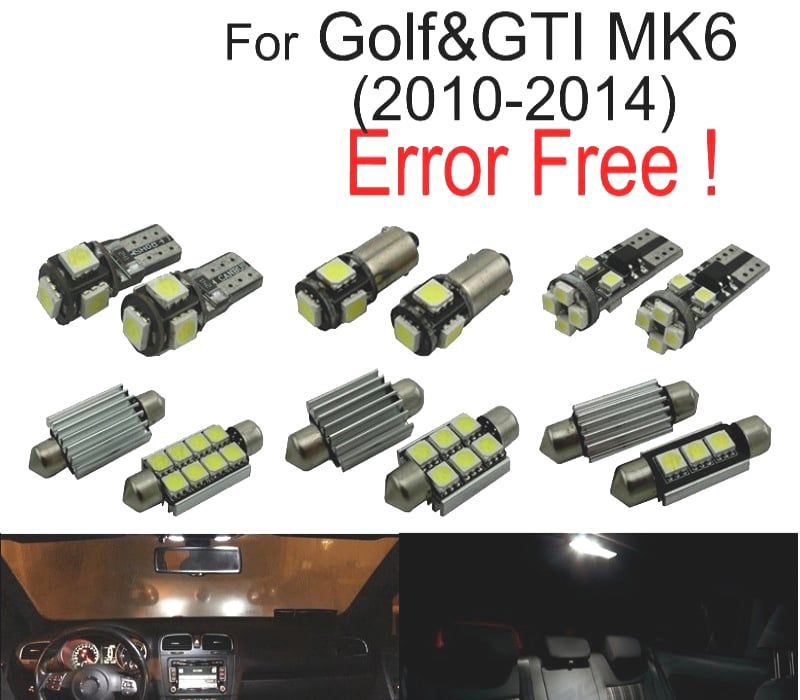 KIT COMPLETO 14 LAMPADAS LED INTERIOR PARA VOLKSWAGEN VW GOLF 6 MK6 MK VI GTI 10-14
