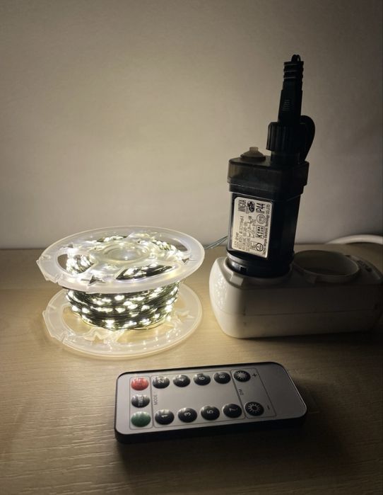 Новорічна гірлянда роса 100 метрів колір білий теплий, холодний