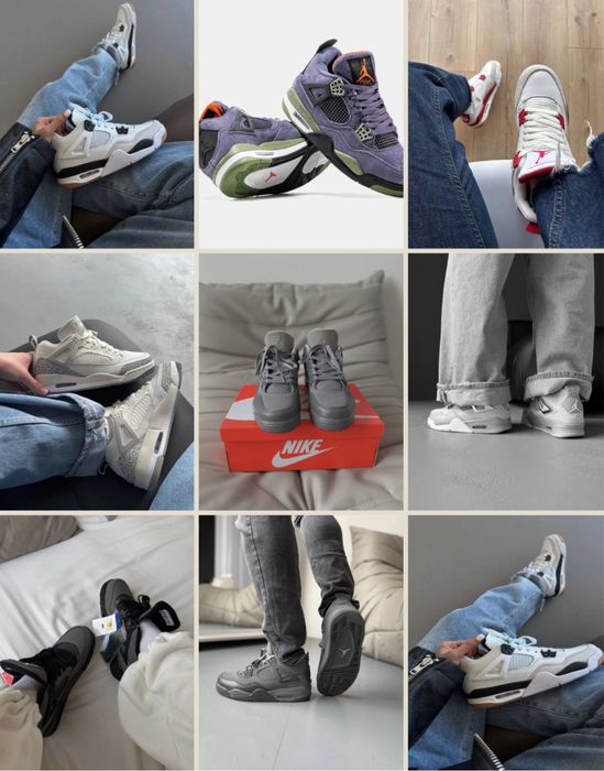 Nike air jordan 4 retro р36-45 Black,white,grey,purple