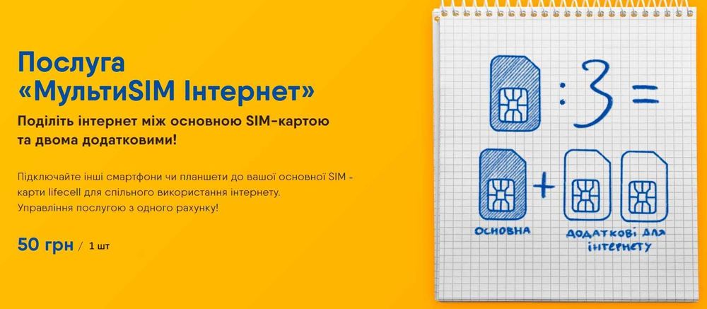 Сімкарта Lifecell Бізнес Альянс 200грн/міс 35+300Gb 400Хв 100sms