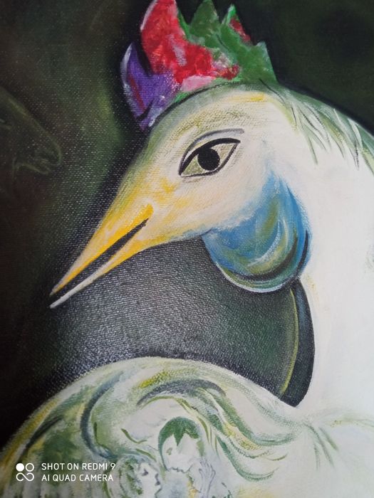 Kopia olej na płótnie Niebieski Kogut Marc Chagall