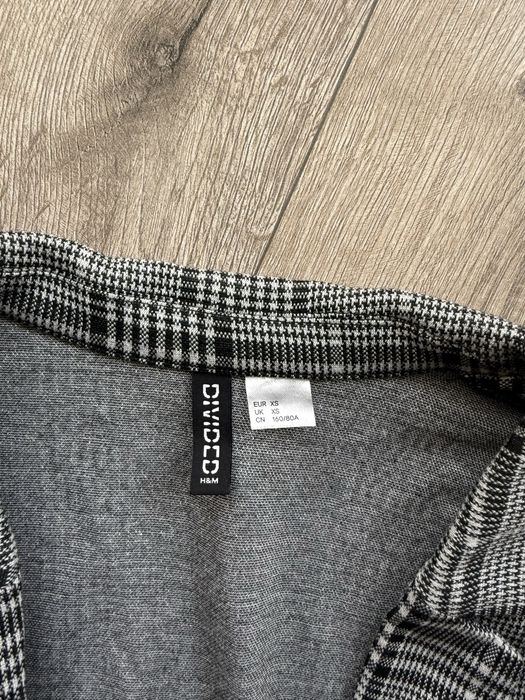 H&M długa marynarka w kratę oversize xs praca biurowa