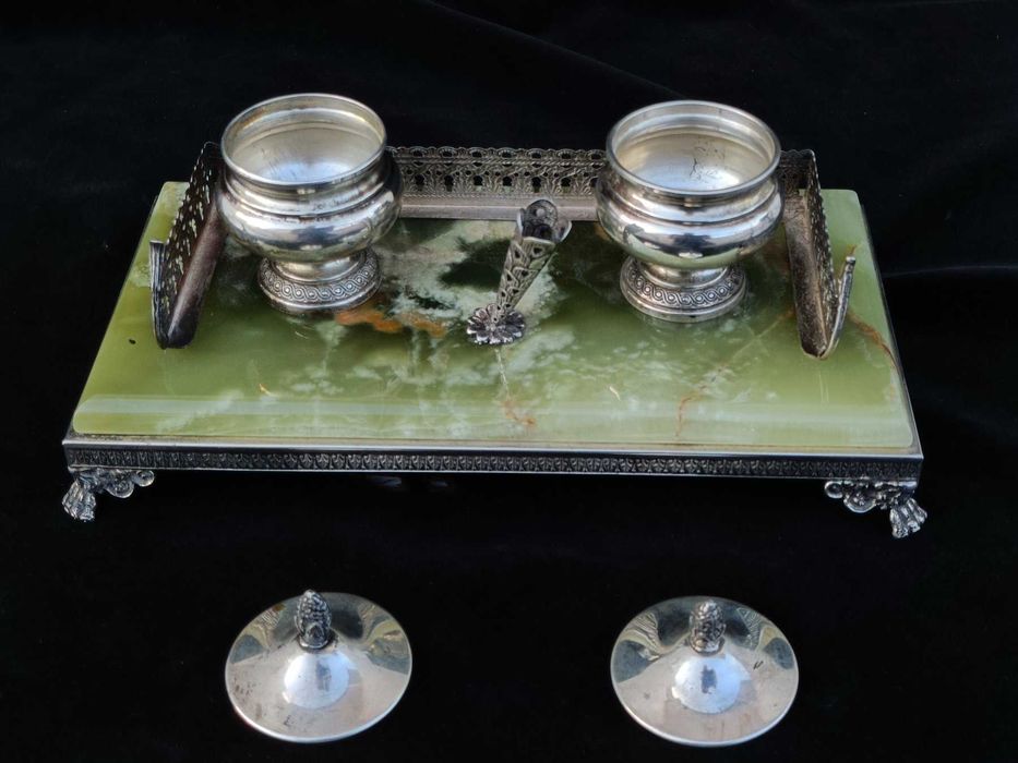 Kałamarz srebro marmur onyksowy Italia