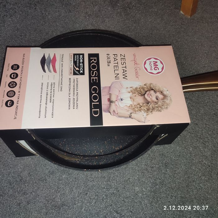 nowy Zestaw 2 patelni MG Home ROSE GOLD