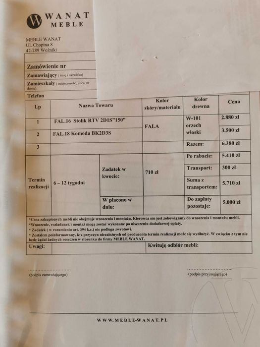 Stół rozkładany, 6 Krzeseł, komoda RTV i Barek zestaw mebli