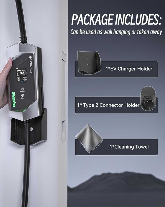 Carregador carro elétrico 6 a 16Amp Tipo2 Shuko (tomada doméstica)Novo