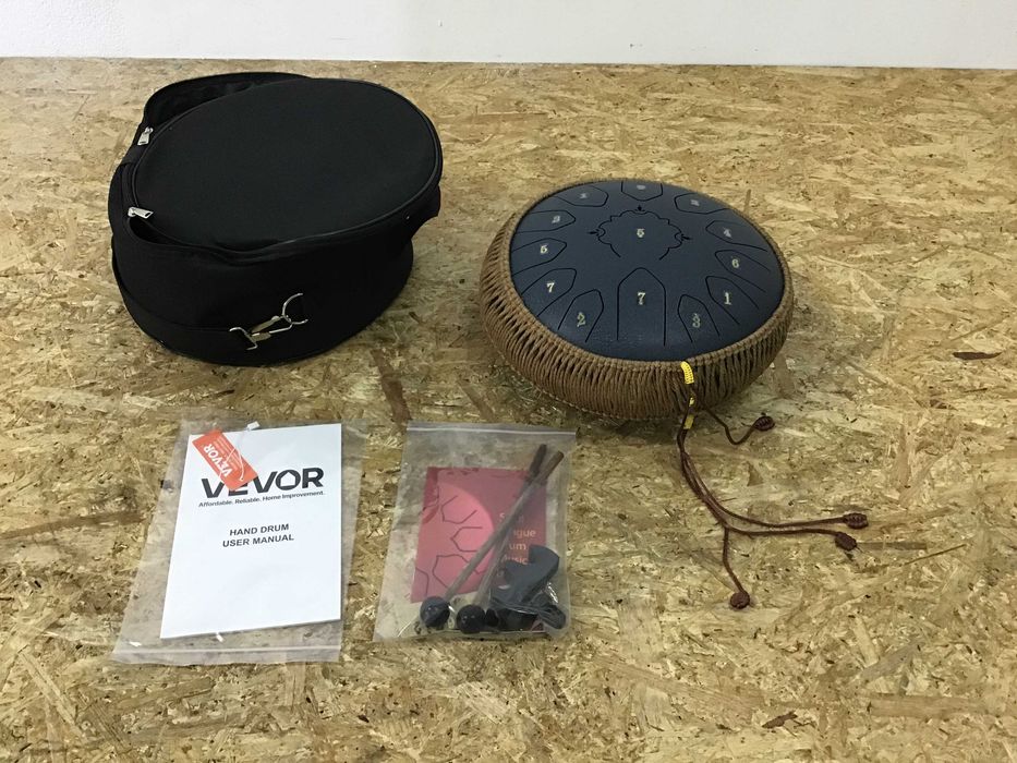 muzyczny bęben językowy stalowy czarny akcesoria + handpan 30 cm 15 tonów