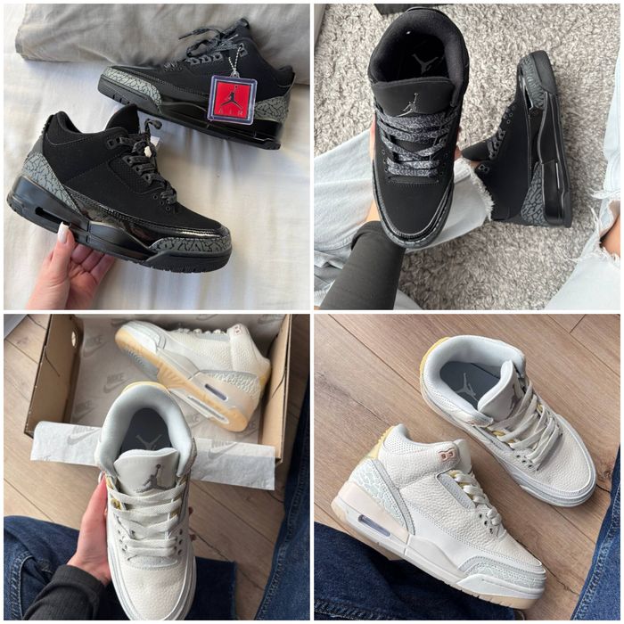 Р36-45 Кросівки Nike Air Jordan 3 Black White Beige Pink Grey: 2 450 ...