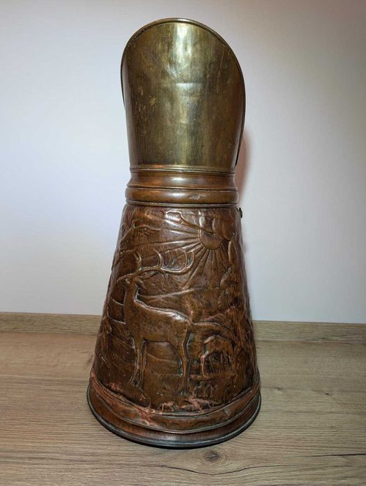 Mosiężny Parasolnik Retro Miedź Motyw Myśliwski Jeleń 50 cm Duży