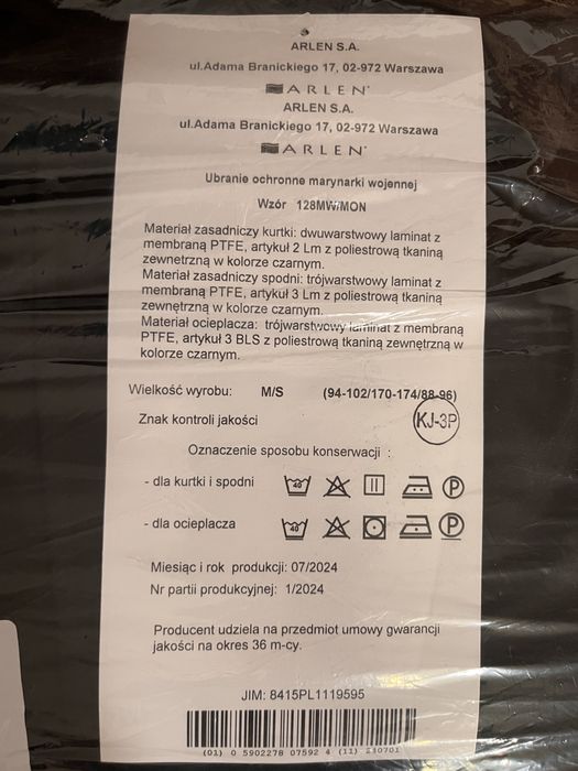 Kurtka + spodnie ochronne 128MW/MON