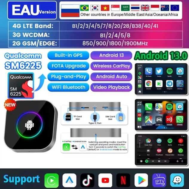 Адаптер CarlinKit S2F TBox Ambient 4gb / 64gb
