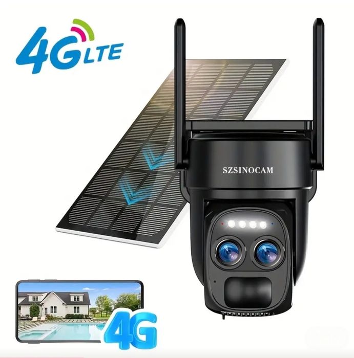 Kamera Solarna 2 obiektywy 8MP na kartę SIM 4G Obrotowa IP66