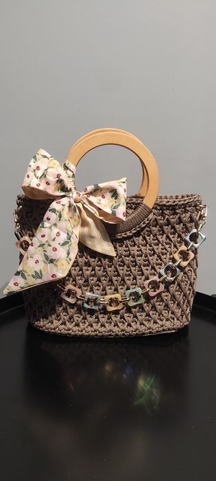 Torebka kuferek ze sznurka- Handmade