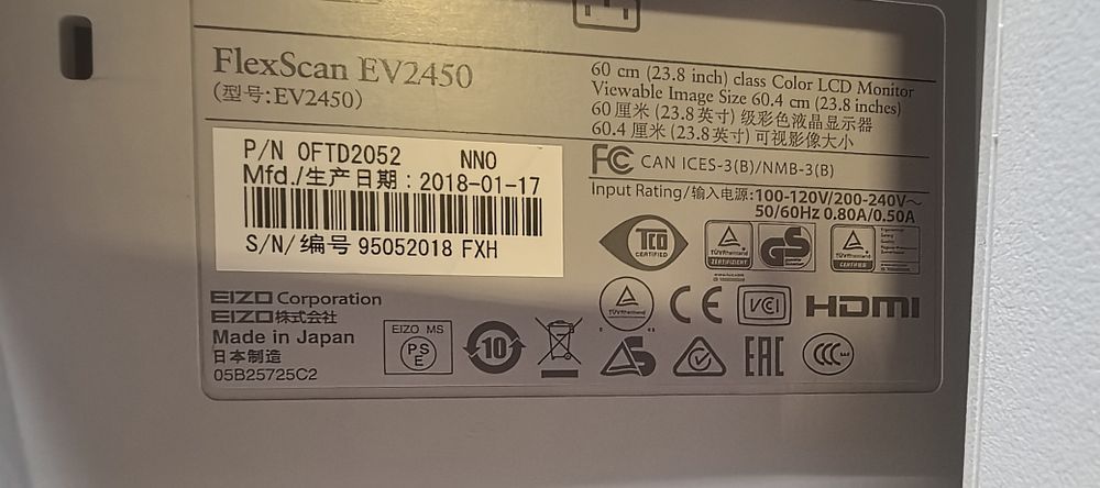 Монітори EIZO FlexScan EV2450 1/2 /дефект