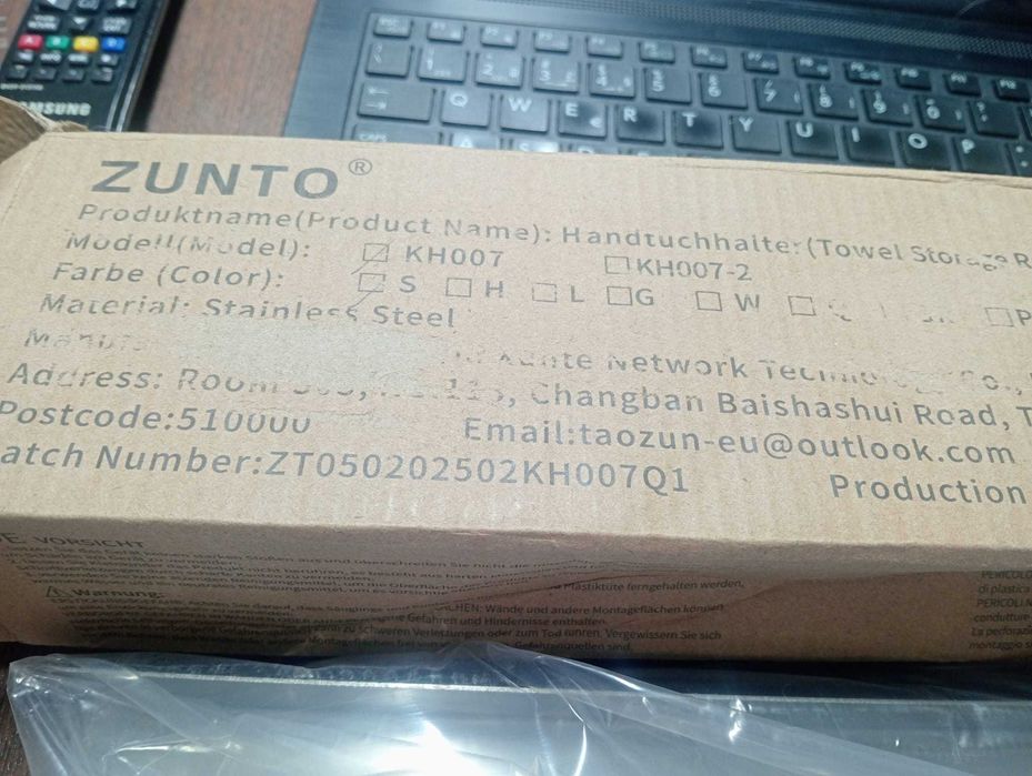 Suporte de Toalhas ZUNTO – Aço Inoxidável Escovado (40cm)