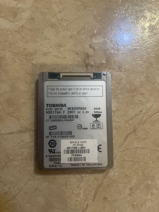 ZIF HDD Toshiba 80GB