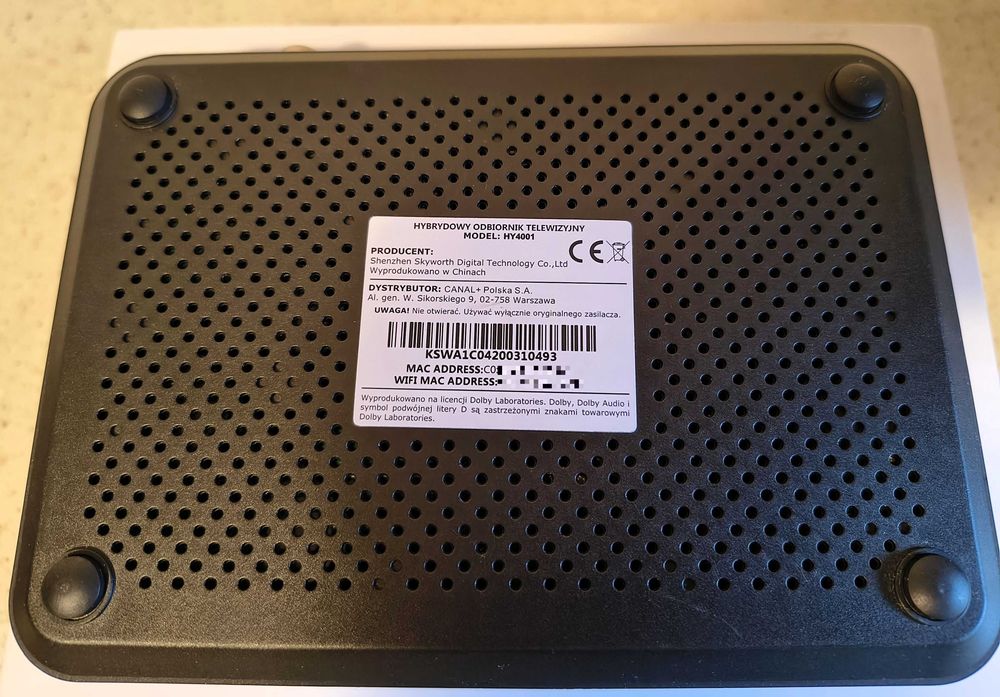 Dekoder CANAL+ HY4001 Box DVB-T2 4K HDMI Android