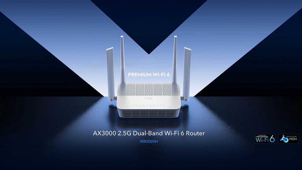 Router CUDY WR3000H Wi-Fi 6, 2,4GHz/5GHz, Multi-Gigabit, MESH