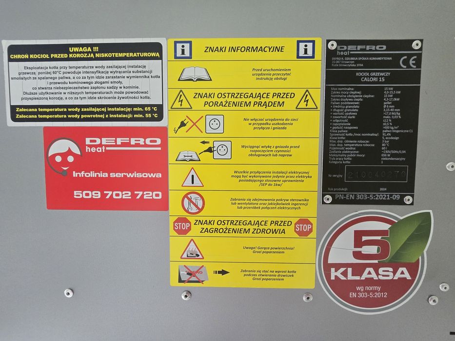 Kocioł / piec na pellet Defro Calori 15 kW – NOWY