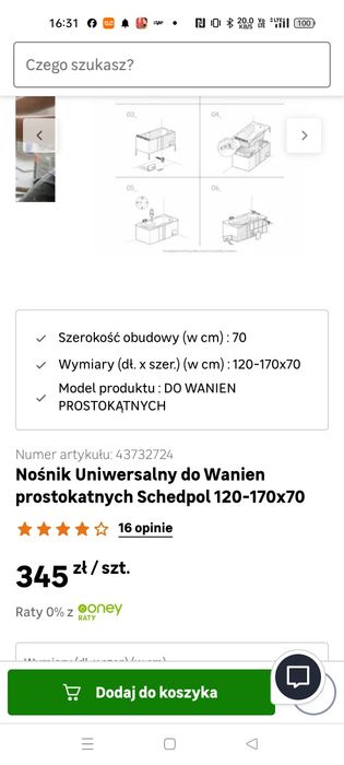 Styropianowa obudowa do wanny-nowa