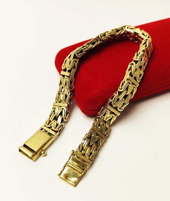 Okazała Męska Złota Bransoletka pr.585 51,70g SPLOT KRÓLEWSKI