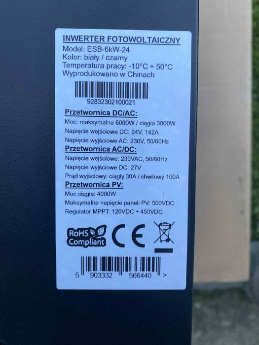 Hybrydowy Inwenter Solarny ESB-6kw-24v(3kw) AZO Dikidal