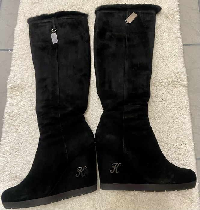 Сапоги замшевые, на платформе,Kelton