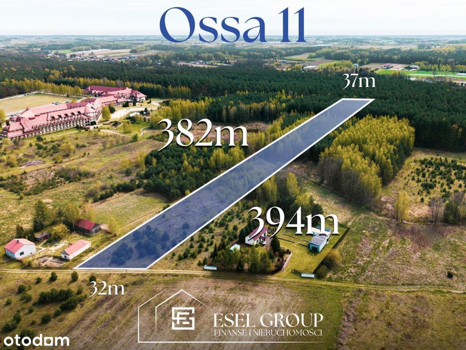 Działka budowlana 1,40 ha Ossa k/ Rawy Maz